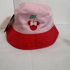 DISNEY Minnie Mouse Toddler Girls Reversible Bucket Style Swim Hat Pink Red NEW!